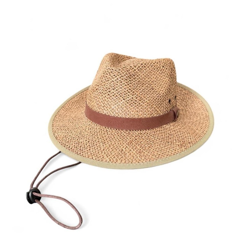 Wallaroo Hat Company Charleston Seagrass Fedora Sun Hat Brown Large XL SPF 50+